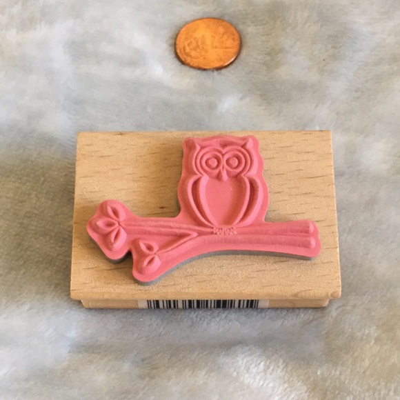 Owl On Tree Branch Rubber Art Stamp NWT wood rubber 2.25”x 1x1.50” - Picture 7 of 9